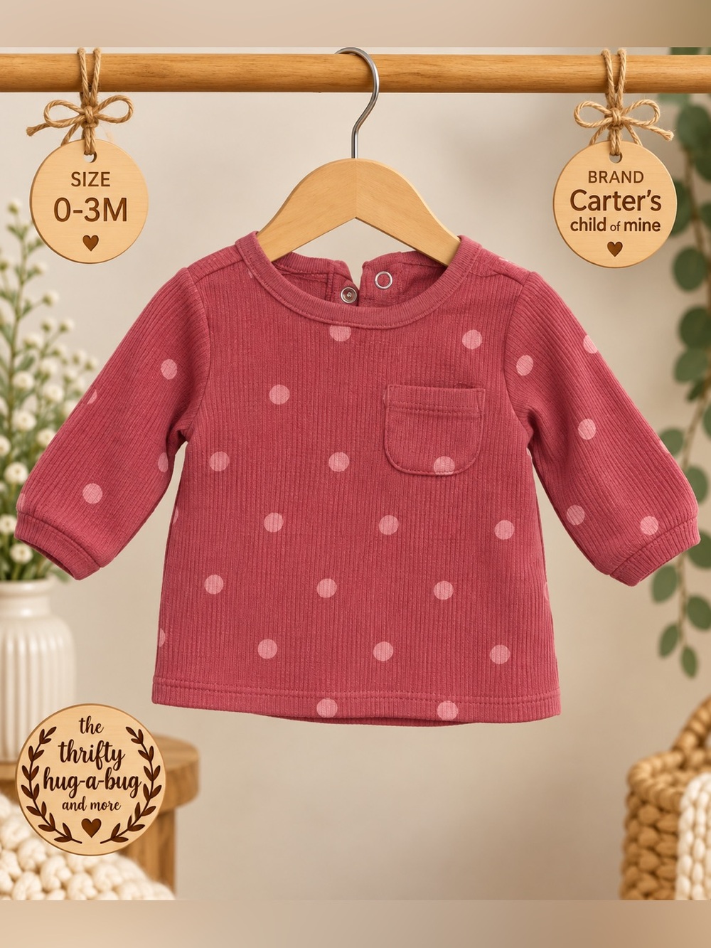 Carter’s Child of Mine Pink Polka Dot Baby Top 0-3M